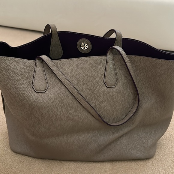 Tory Burch tote! Grayish taupe in color. - Picture 5 of 11